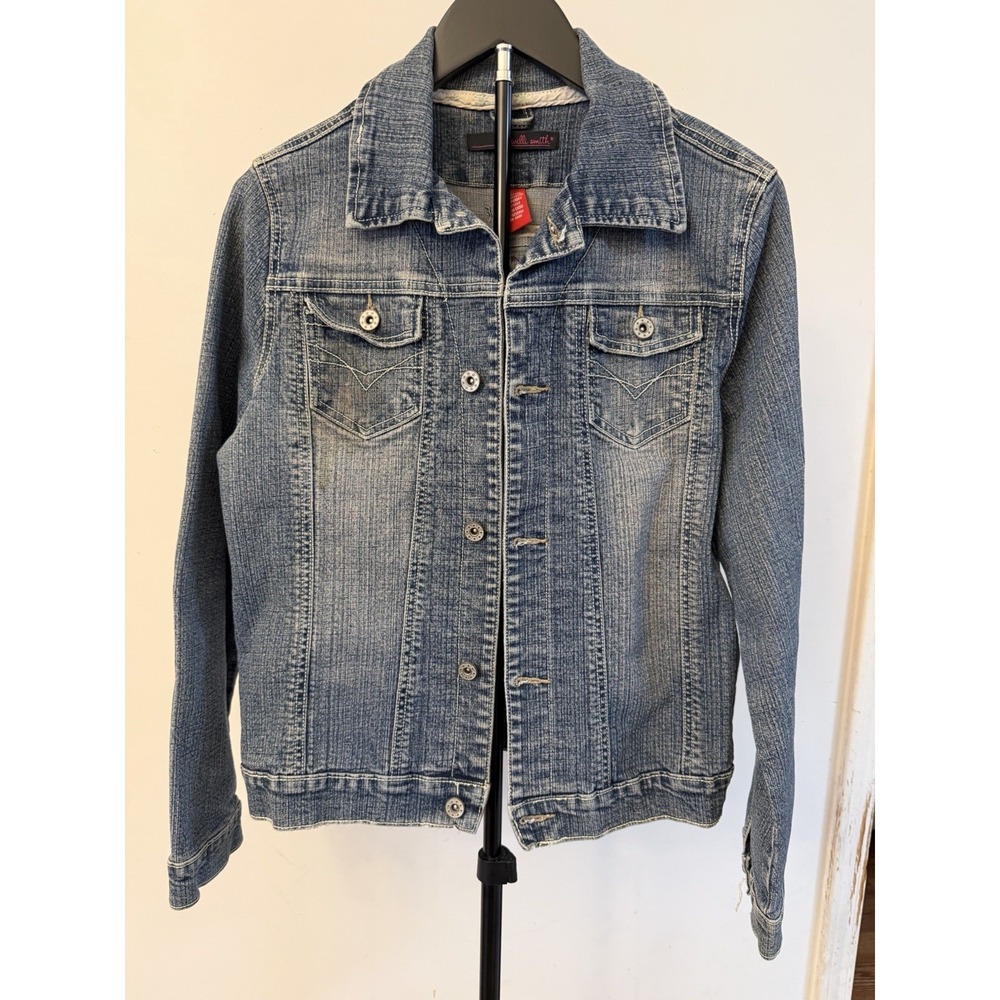 Willie Smith Women Denim Classic Y2K Embroidered Jacket Size Large